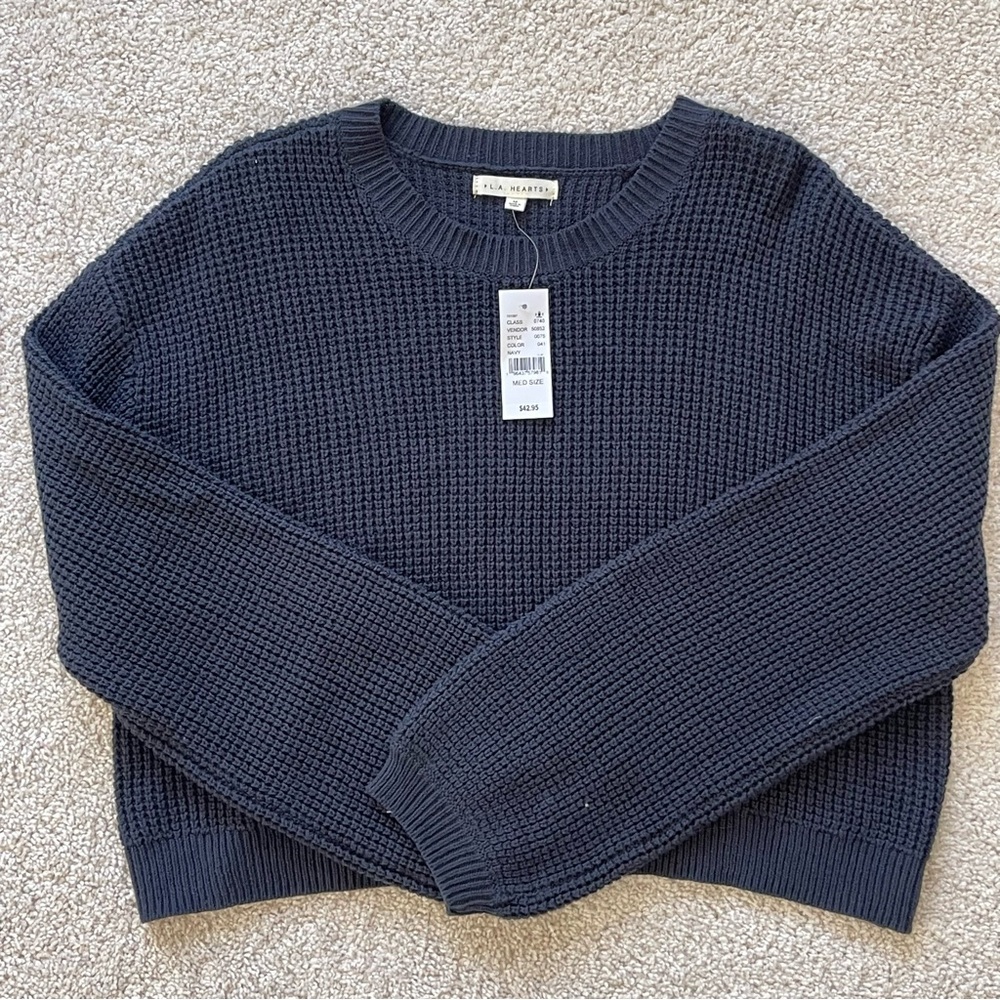 Navy LA Hearts Cropped sweater